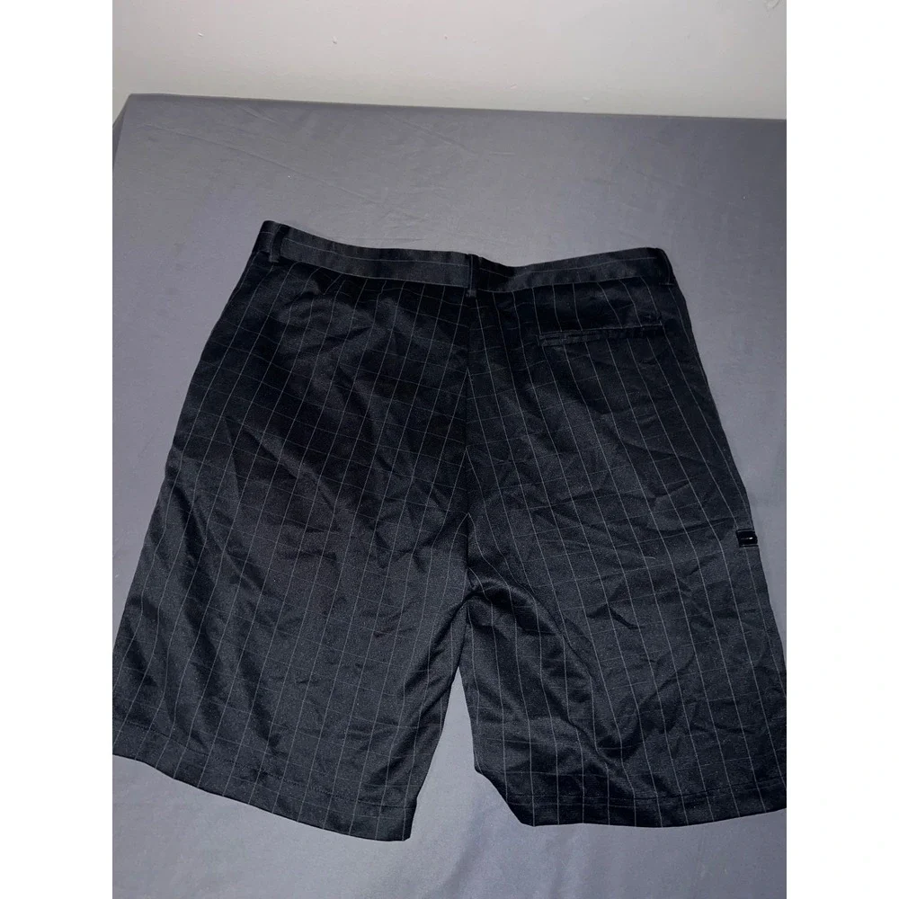 Grand Slam Golf Mens Black Windowpane Plaid Flat Front Performance Shorts 38
